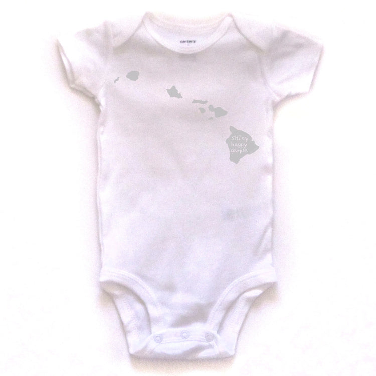 Hawaii : sHIny happy people bodysuit (white), Baby Apparel - Megan Lee Designs