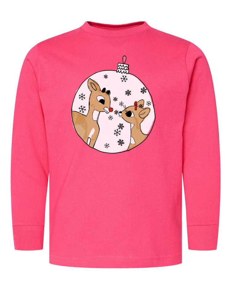 a pink t - shirt with a picture of two deers on it
