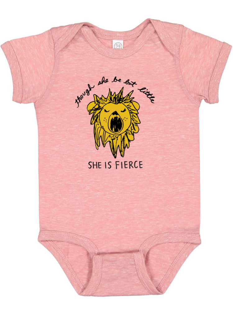 a baby bodysuit with a picture of a lion on it