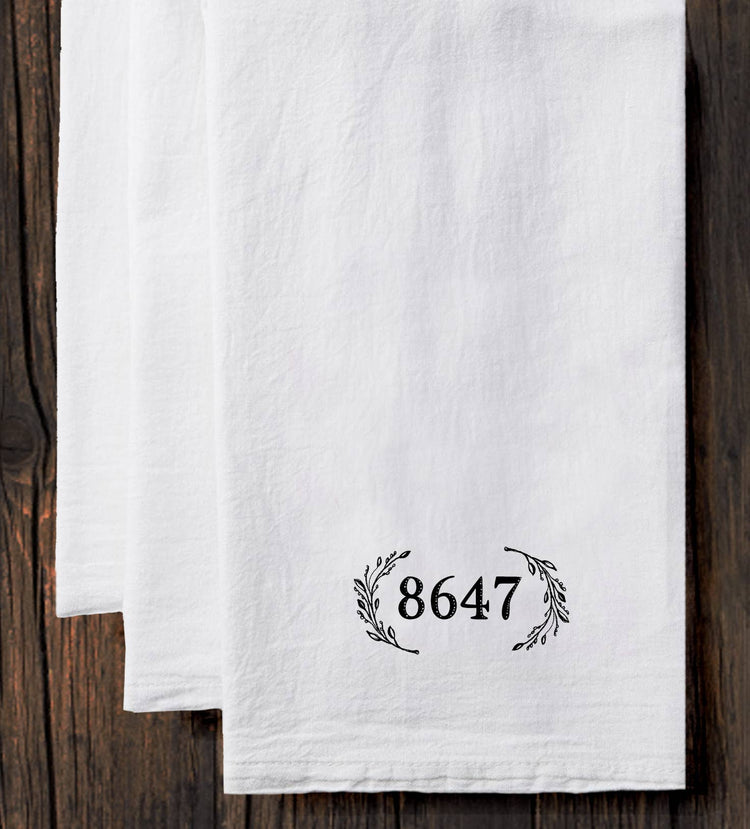 Cotton Tea Towel – Hand Printed Flour Sack Towel with Hanging Loop by Megan Lee Designs