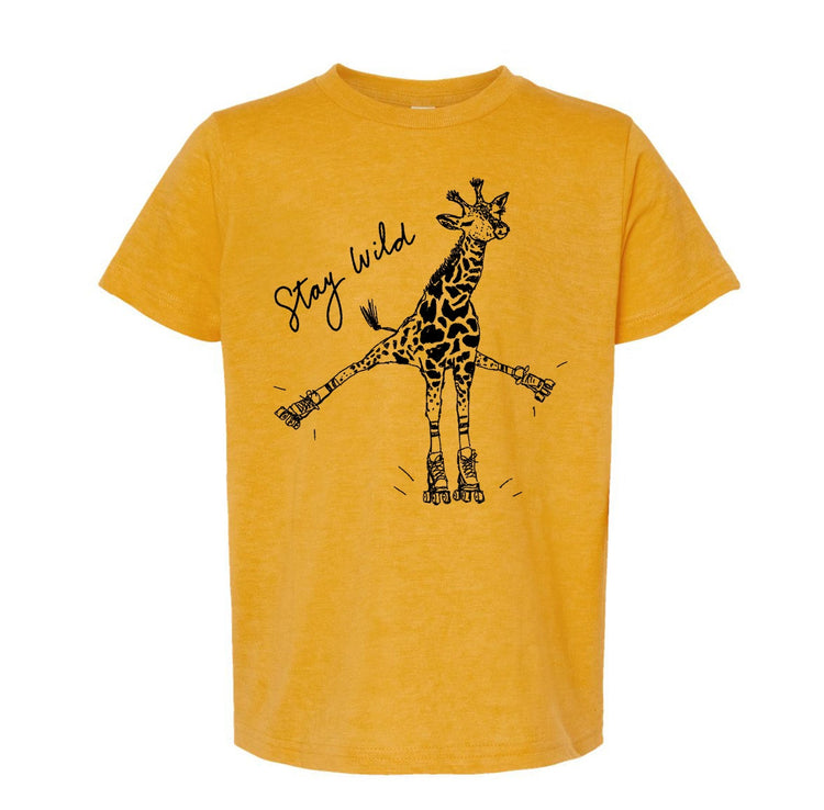 a yellow t - shirt with a giraffe on it