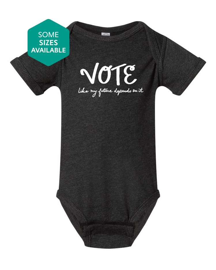 a black bodysuit with the words vote on it