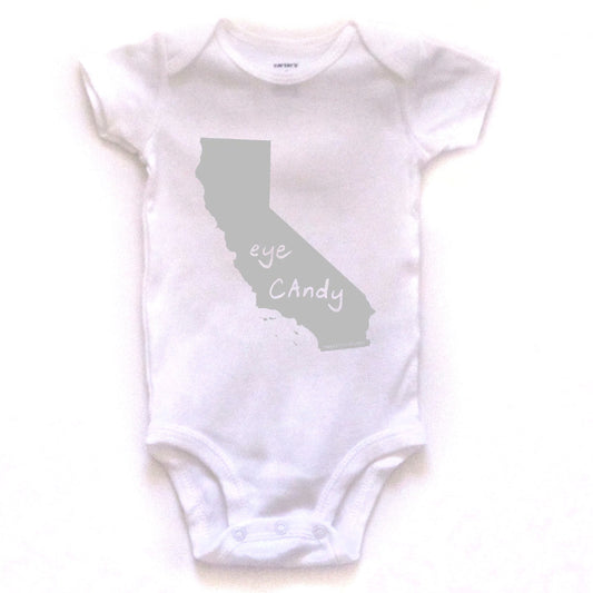California : eye CAndy bodysuit (white), Baby Apparel - Megan Lee Designs