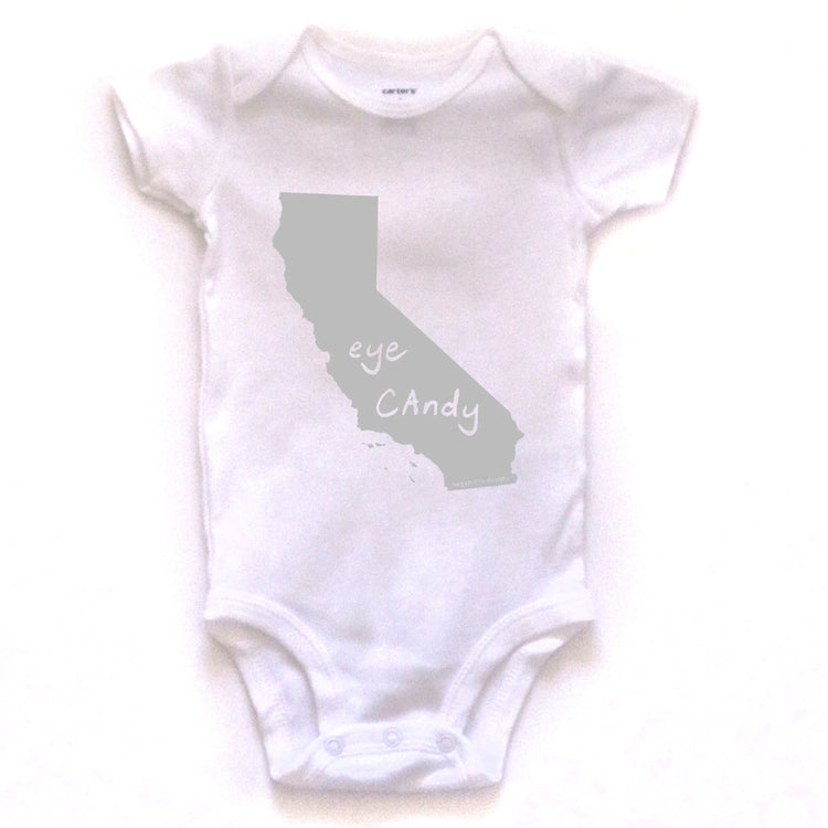 California : eye CAndy bodysuit (white), Baby Apparel - Megan Lee Designs