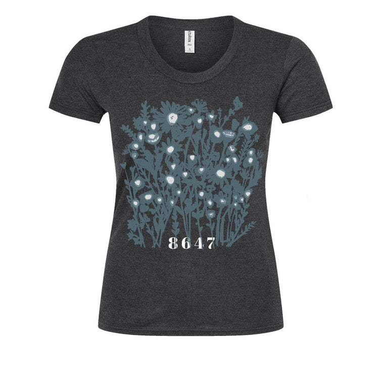 Women's Floral Tee – Hand Printed Shirt 8647 | Soft Cotton Eco Friendly Tee