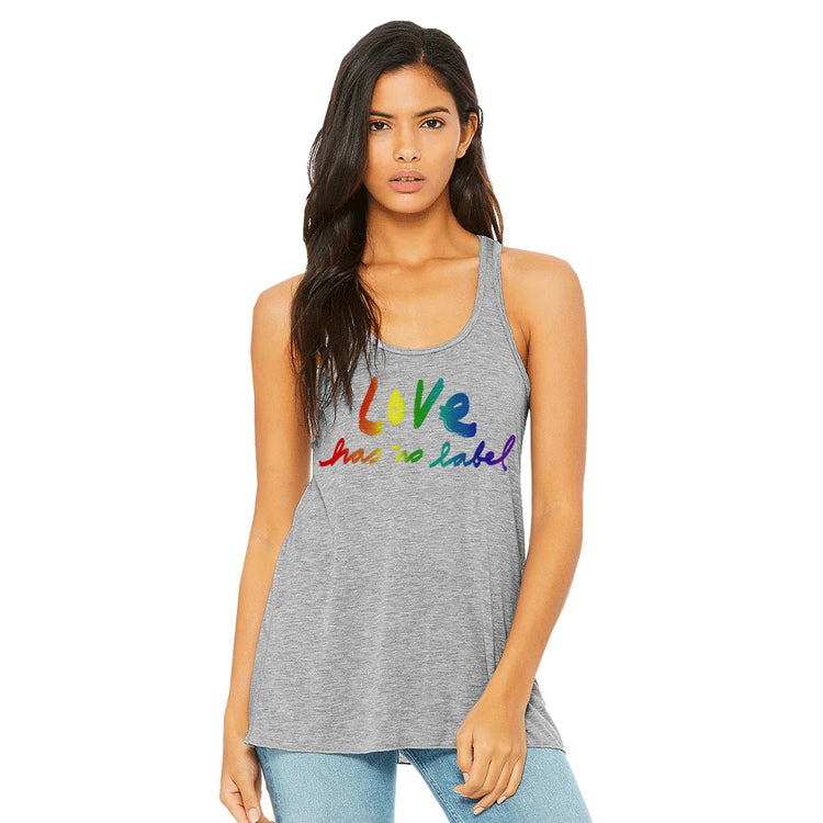 Racerback Tank Top - Love Has No Label Graphic Tee | Soft Cotton Gathered Fit