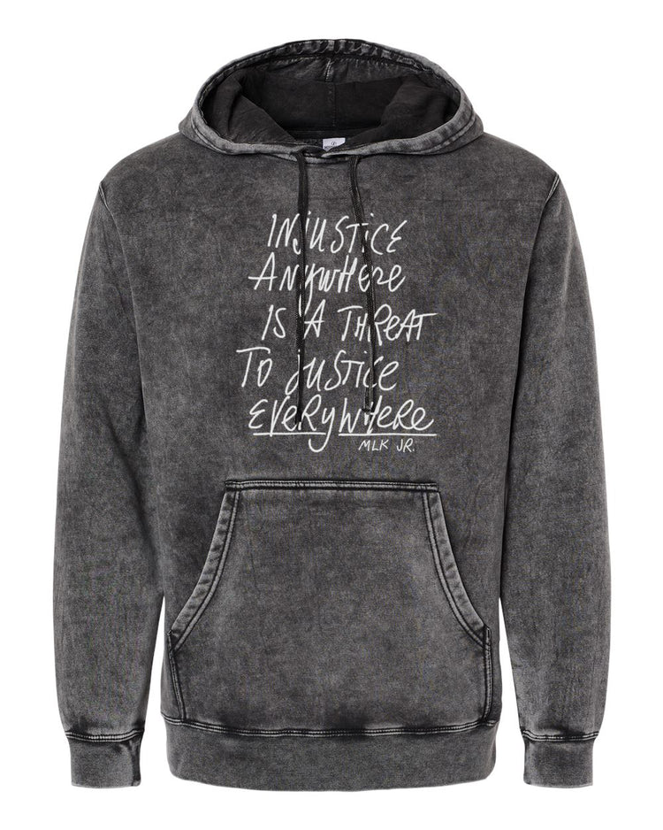 a black hoodie with white writing on it