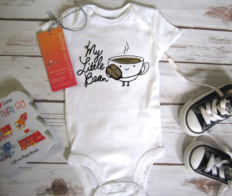 Baby Onesie - My Little Bean Organic Cotton Bodysuit | Custom Printed Infant Wear