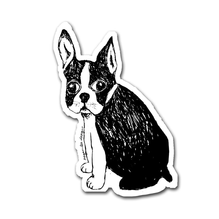Boston Terrier Sticker | Waterproof Dog Decal - Megan Lee Designs Premium Art