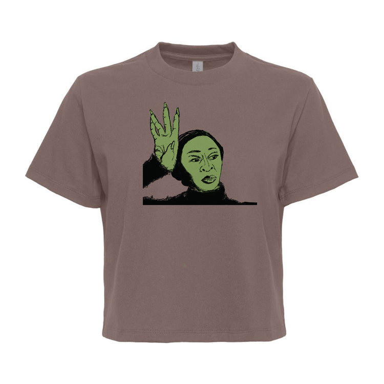 Women's Boxy Crop Tee - Hand Printed Elphaba Shirt | Organic Cotton Tee
