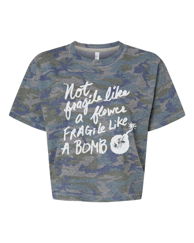 Flower Bomb Crop Tee – Women's Graphic Floral Print Soft Cotton Top