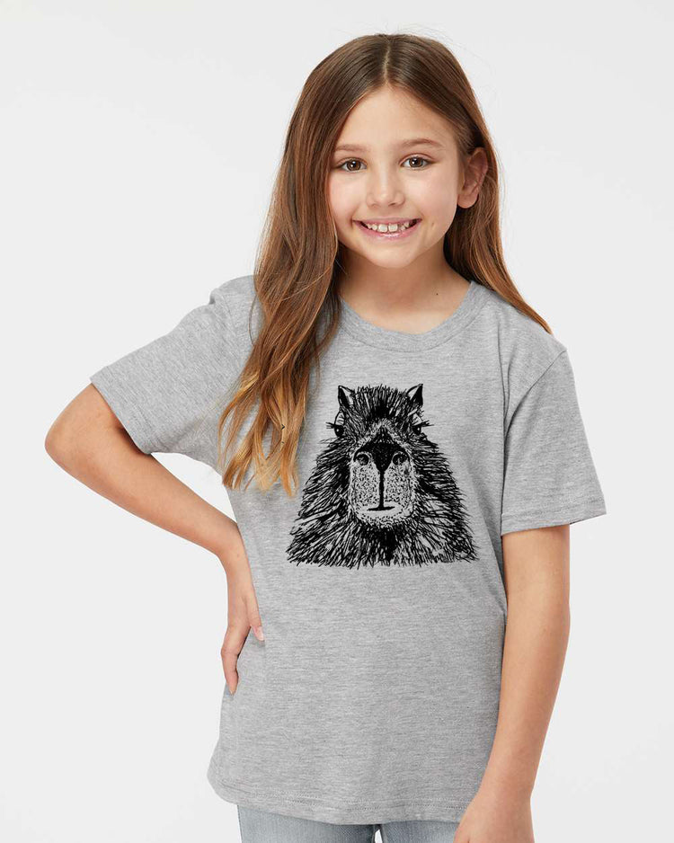 Kids Capybara Tee – Hand Printed Youth Graphic T-Shirt | Soft Cotton Playwear