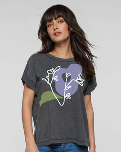 Abstract Floral : Women's Relaxed Vintage Wash Tee (Charcoal)
