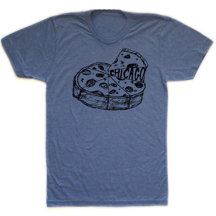 Chicago Pizza Tee - Unisex Tri-Blend Shirt With Soft Cotton & Graphic Print
