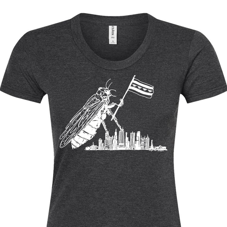 Women's Cicada Tee - Hand Printed Eco Friendly Soft Cotton Top by Megan Lee Designs