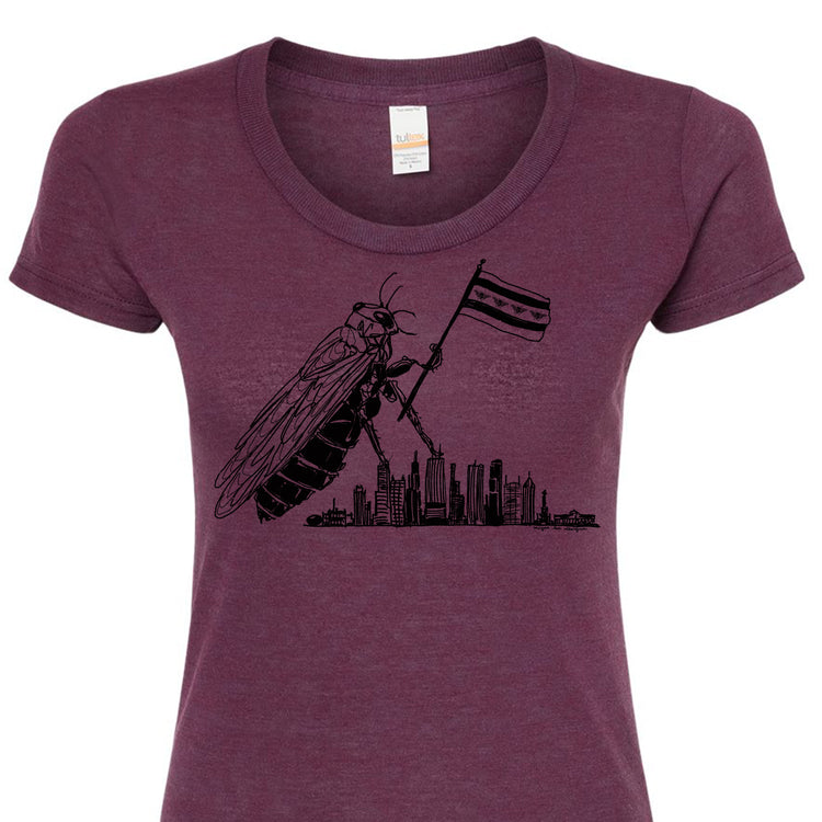 Women's Cicada Tee - Hand Printed Eco Friendly Soft Cotton Top by Megan Lee Designs
