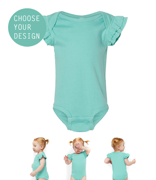 Make your own baby onesie with our designs : Baby Onesie with Flutter Sleeves