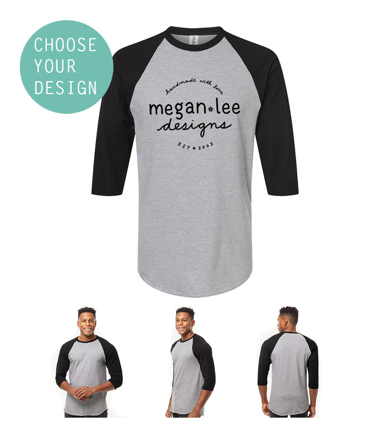 Unisex Baseball Tee - Personalized 3/4 Sleeve Custom Baseball Shirt by Megan Lee Designs