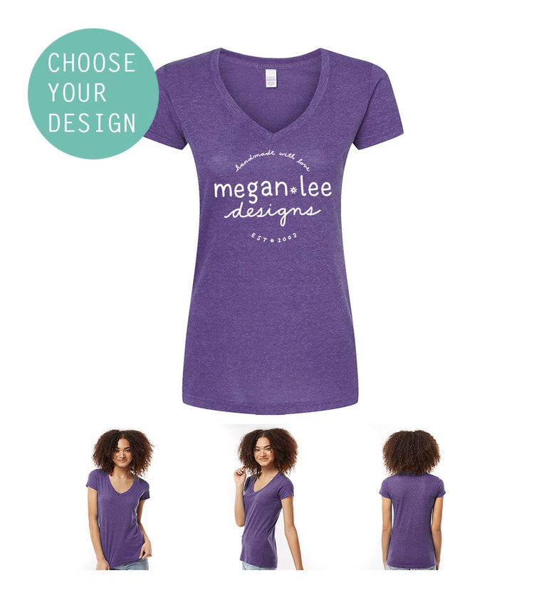 Women's V-Neck Tee - Custom V-Neck Shirts | Soft Cotton Fabric | Megan Lee Apparel