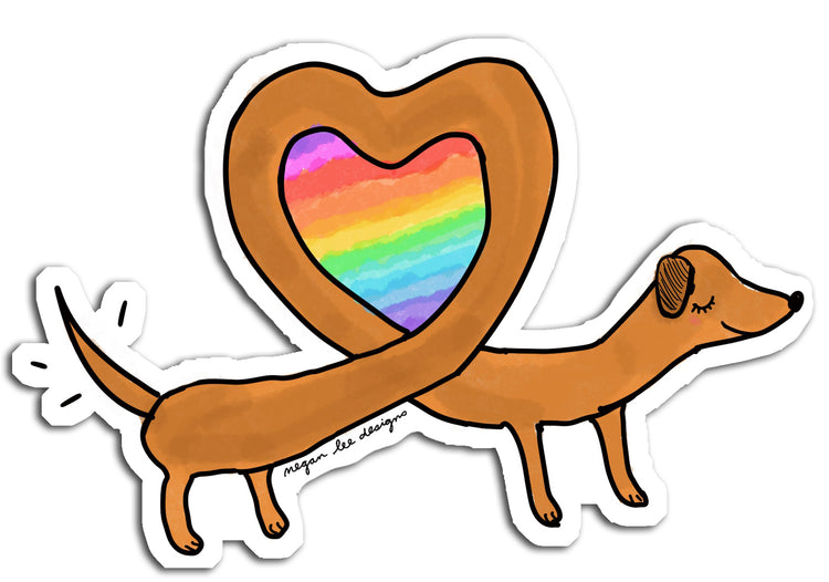 Rainbow Dog Sticker – Premium Laminated Waterproof Vinyl Decal by Megan Lee Designs