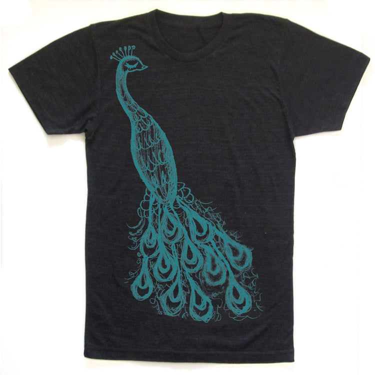 Unisex Tri-Blend Tee – Peacock Graphic Shirt | Soft Cotton Eco-Friendly Apparel