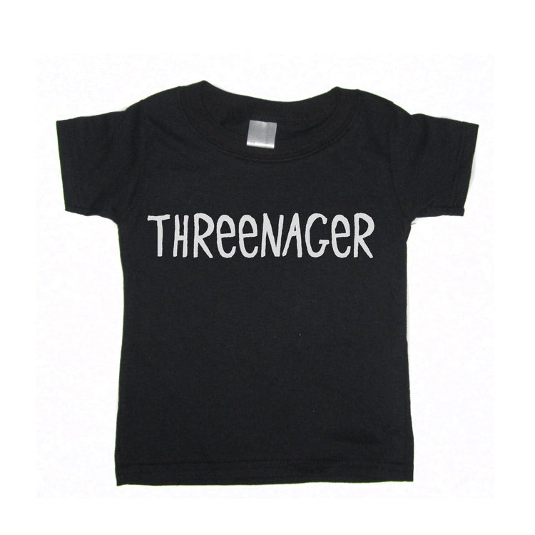 Kids Threenager Tee - Funny Third Birthday Shirt | Soft Cotton, Hand Printed
