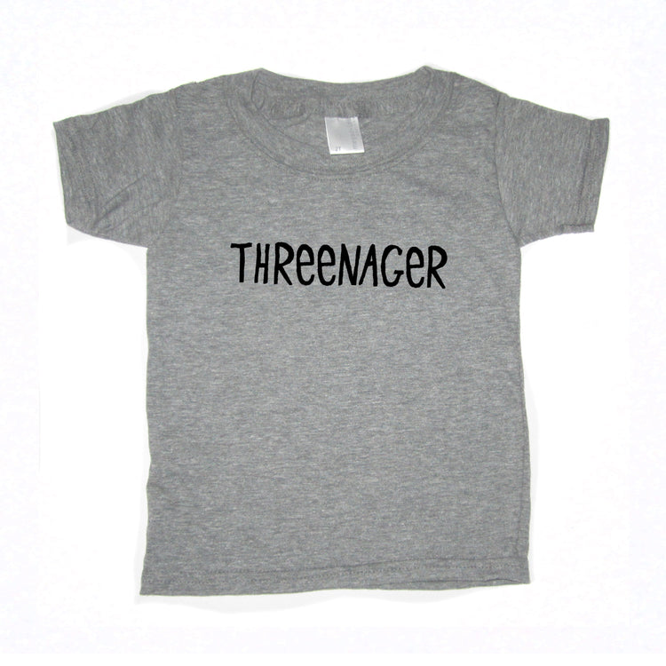 Kids Threenager Tee - Funny Third Birthday Shirt | Soft Cotton, Hand Printed