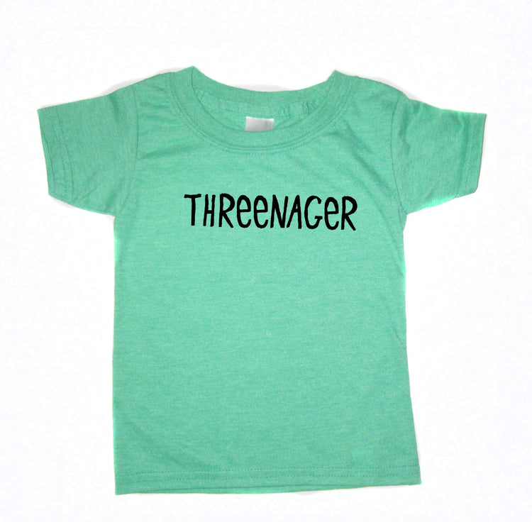 Kids Threenager Tee - Funny Third Birthday Shirt | Soft Cotton, Hand Printed