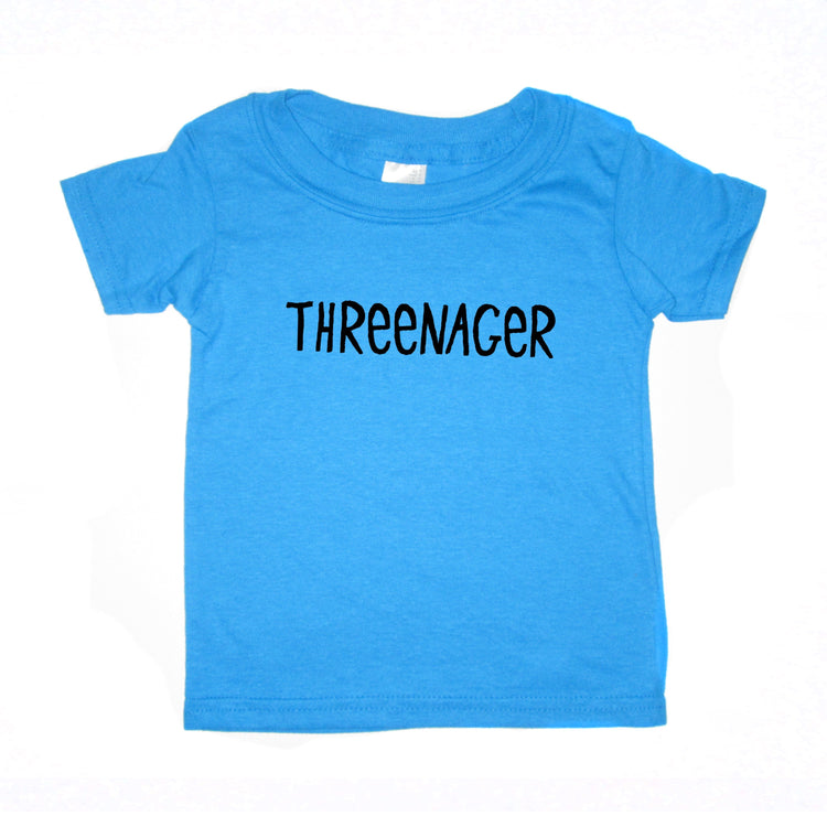 Kids Threenager Tee - Funny Third Birthday Shirt | Soft Cotton, Hand Printed