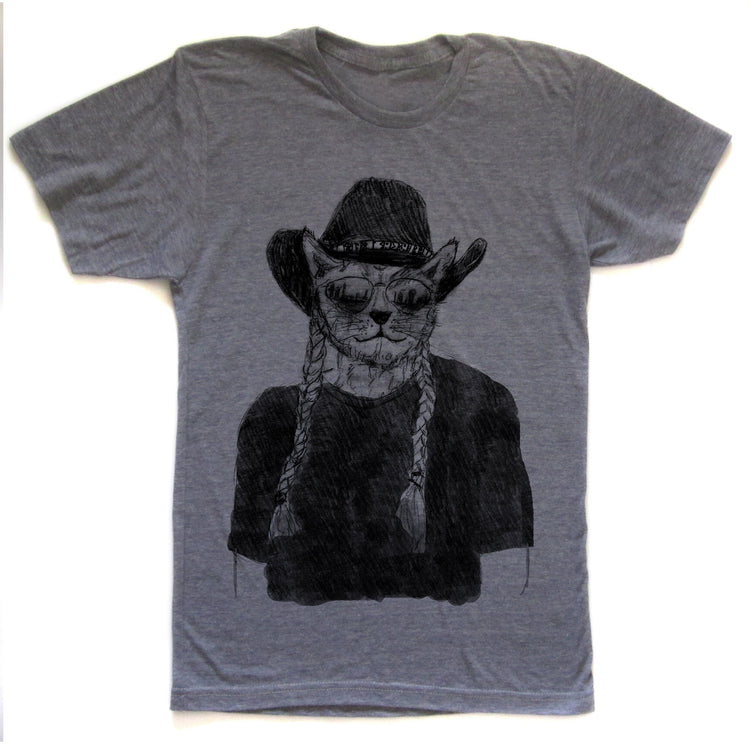 Unisex Cat T-Shirt – Willie Cat Graphic Tee | Soft Tri-Blend Cotton Shirt