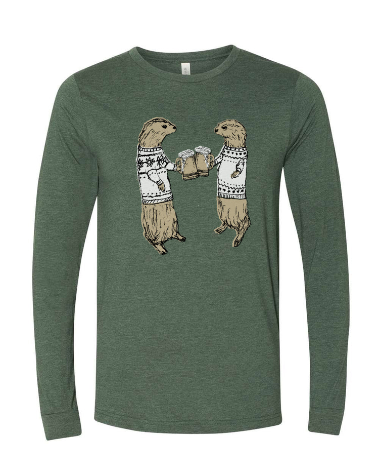 Unisex Long Sleeve Tee - Otters Graphic Shirt | Heather Forest Casual Top