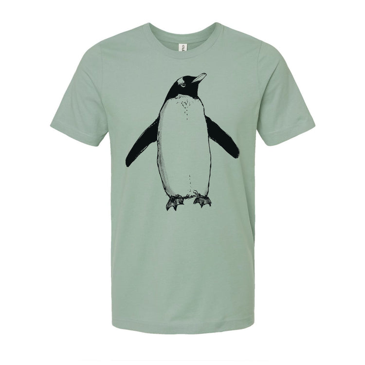 Unisex Penguin Tee – Hand Printed Eco Friendly Shirt With Soft Cotton Fabric