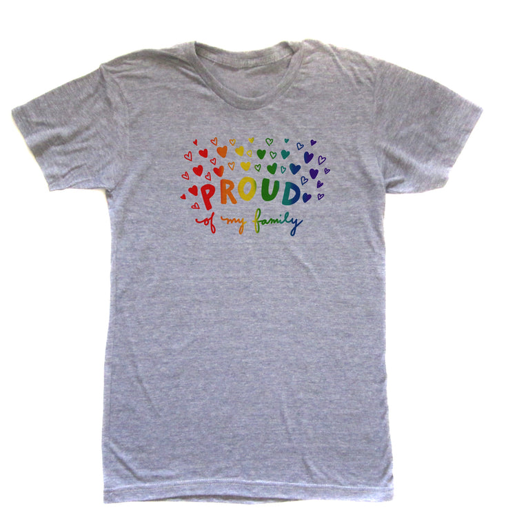 Pride Unisex Tee – Hand Printed Family Shirt | Soft Tri Blend Rainbow T-Shirt