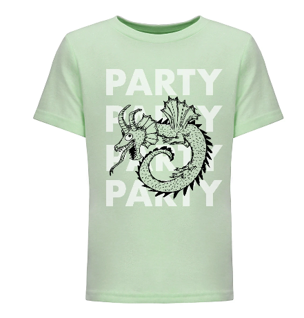 Kids Dragon Tee - Hand Printed Party Dragon Shirt With Colorful Ink Print