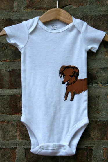 Dachshund Baby Onesie - Soft Cotton Baby Bodysuit | Personalized Puppy Print Outfit