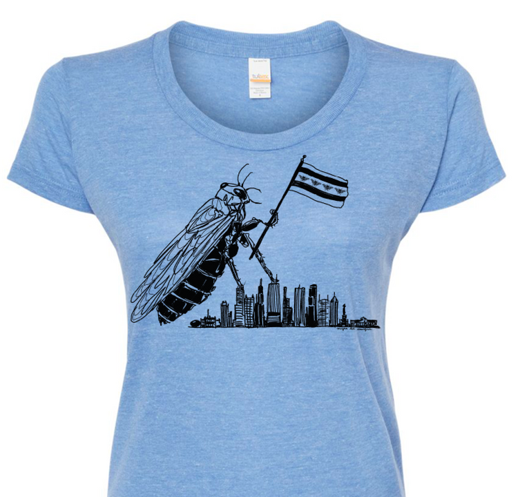 Women's Cicada Tee - Hand Printed Eco Friendly Soft Cotton Top by Megan Lee Designs