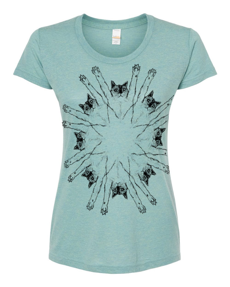 Women's Tee Suncats - Super Soft Apparel | Hand Printed Eco Friendly Shirt