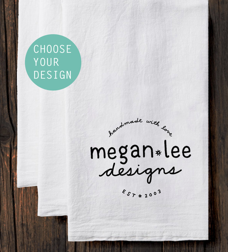 Custom Tea Towel – Hand Printed Cotton Kitchen Towel With Loop Hanging