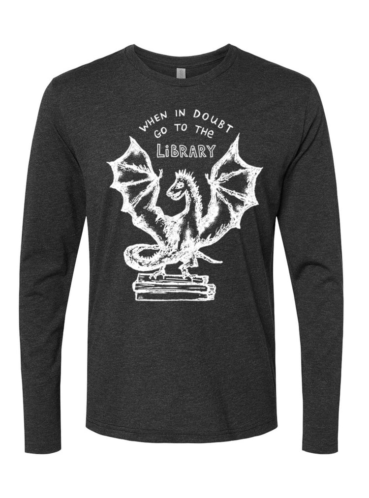 Unisex Long Sleeve Dragon Graphic Tee – Soft Tri Blend Book Lover Shirt
