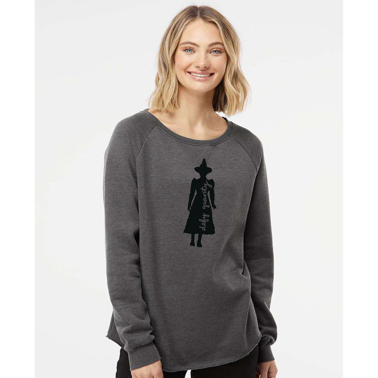 Women's Wave Sweatshirt - Elphaba Silhouette Wave Wash Pullover Top, Soft Cotton