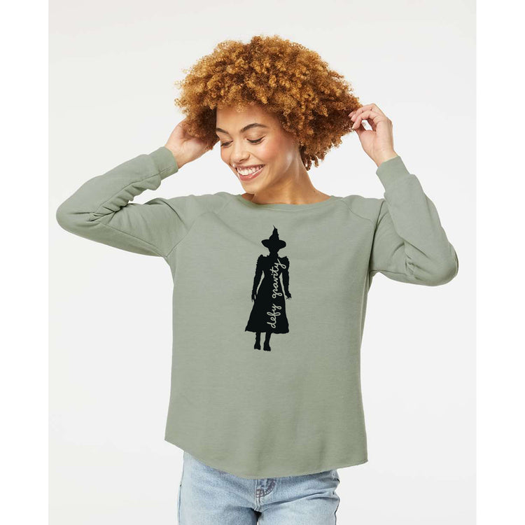 Women's Wave Sweatshirt - Elphaba Silhouette Wave Wash Pullover Top, Soft Cotton