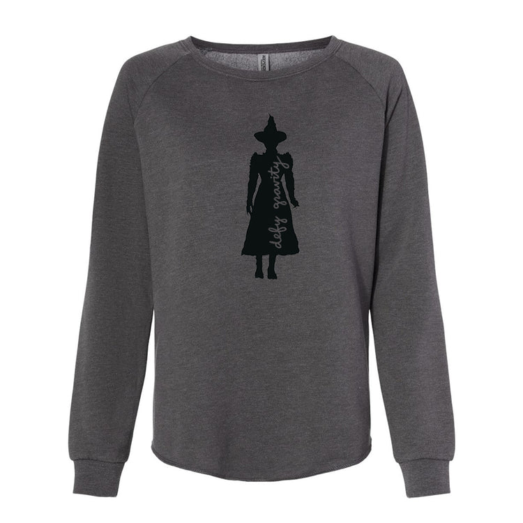 Women's Wave Sweatshirt - Elphaba Silhouette Wave Wash Pullover Top, Soft Cotton