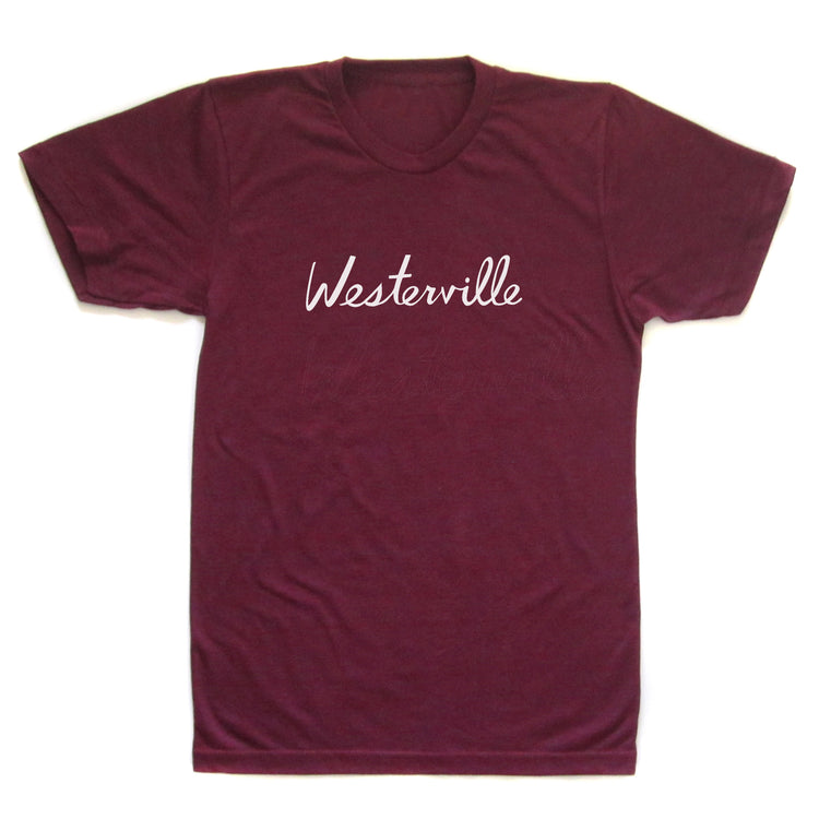 Unisex T Shirt Westerville Script – Screen Printed Tee With Hand Drawn Design