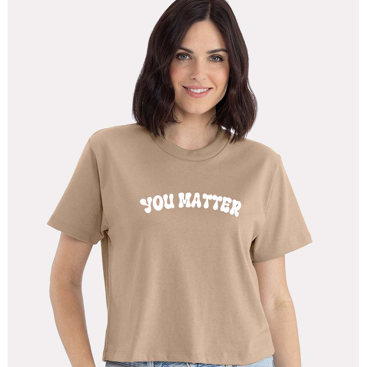 Boxy Cropped Tee - Soft Cotton Women's T-Shirt | Positive Message Graphic Crop Top