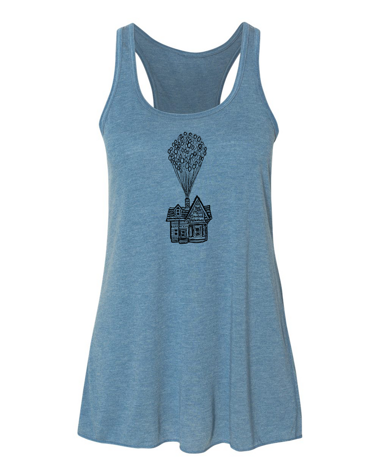 Women's Flowy Tank | Adventure Racerback Top With Soft Breathable Fabric & Eco Friendly Ink