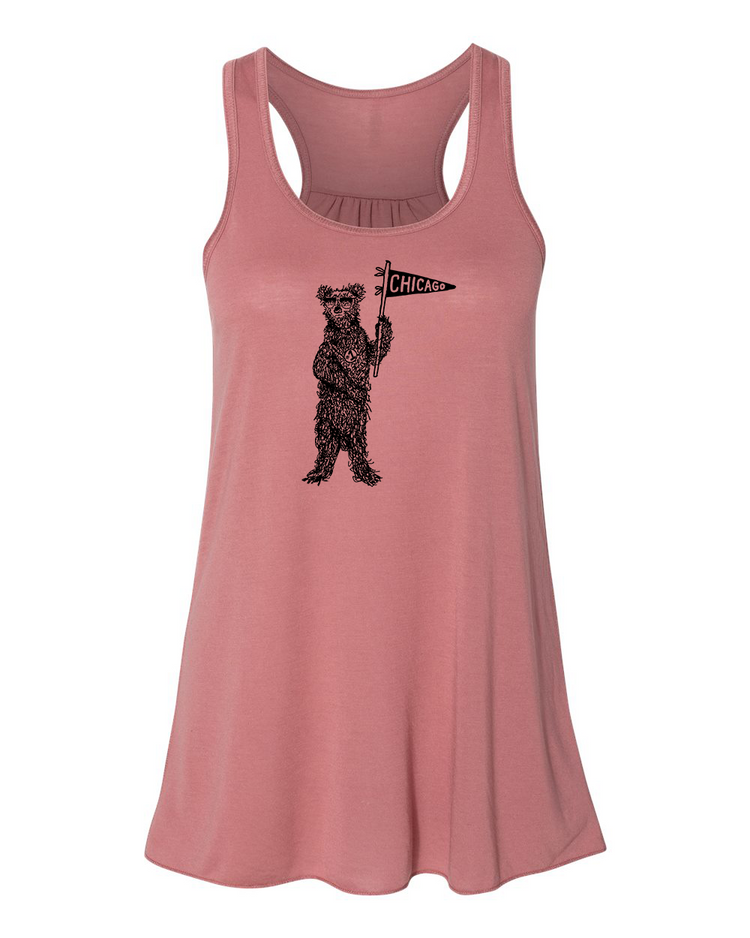Women's Flowy Tank – Chicago Bear Racerback Tank Top | Soft Cotton Eco Friendly Apparel