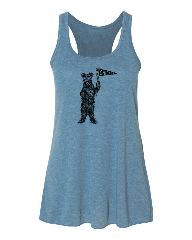 Women's Flowy Tank – Chicago Bear Racerback Tank Top | Soft Cotton Eco Friendly Apparel