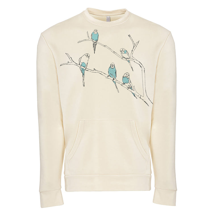Parakeets Unisex Pullover Kangaroo Pocket Birds Screen print