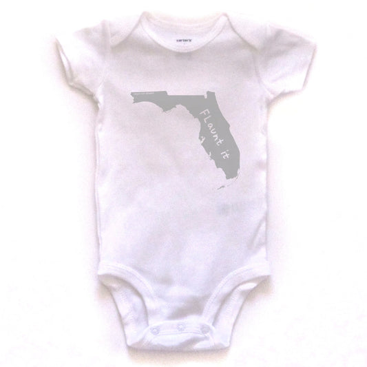 Florida : FLaunt it bodysuit (white), Baby Apparel - Megan Lee Designs
