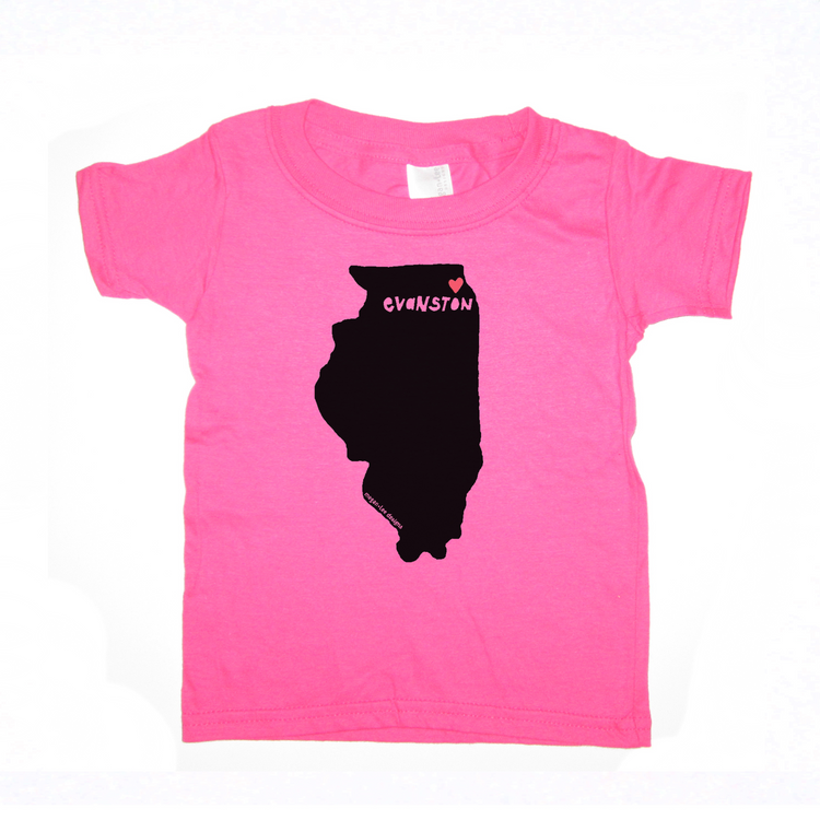 Kids Graphic Tee – Evanston Love Hand Printed Soft Cotton Youth Shirt